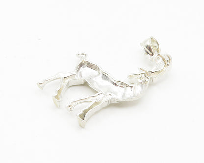 925 Sterling Silver  Vintage Shiny Diamond Cut Reindeer Drop Pendant  PT8798