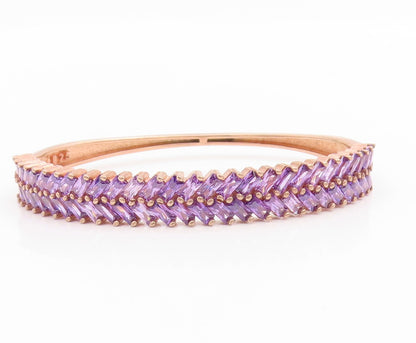 925 Sterling Silver Vintage Bracelet Gold Plated Tanzanite Elegant Bangle BT5727