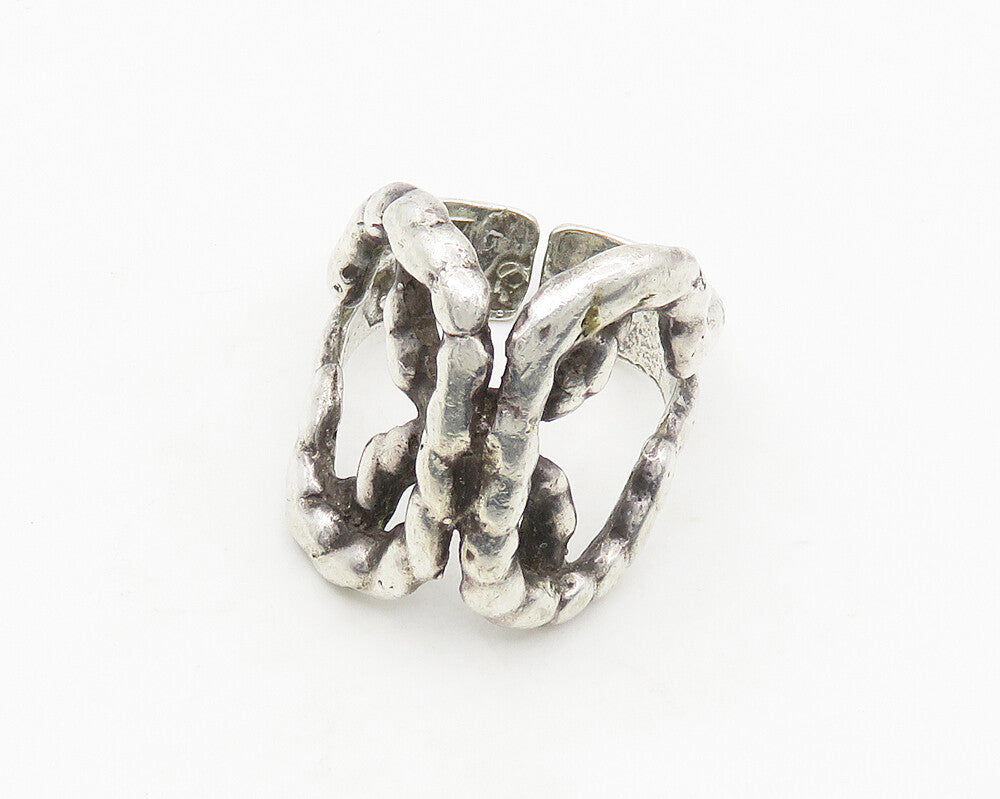 ISRAEL 925 Sterling Silver  Vintage Shiny Open Twist Band Ring Sz 7  RG18043