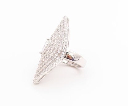 925 Sterling Silver Vintage Ring Classic CZ Halo Marquise Web  Sz 6.5  RG35527