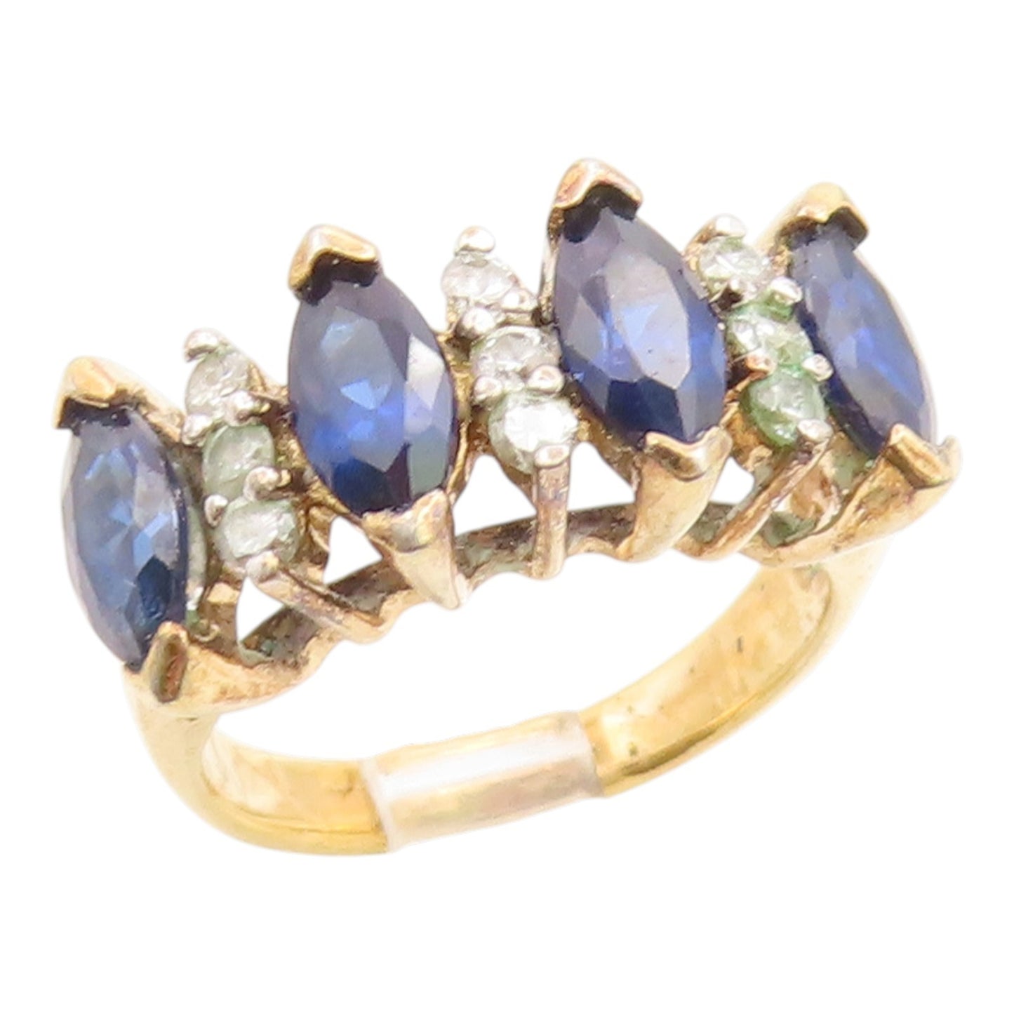925 Sterling Silver Vintage Ring Gold Plated Sapphire & Peridot  Sz 6.5  RG35987