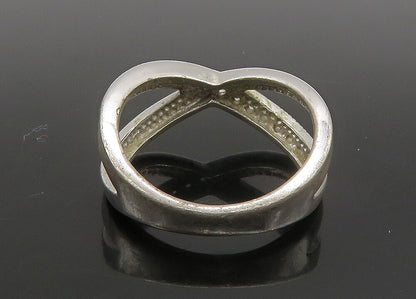 925 Sterling Silver  Vintage Shiny Topaz Crossed Band Ring Sz 6.5  RG23504