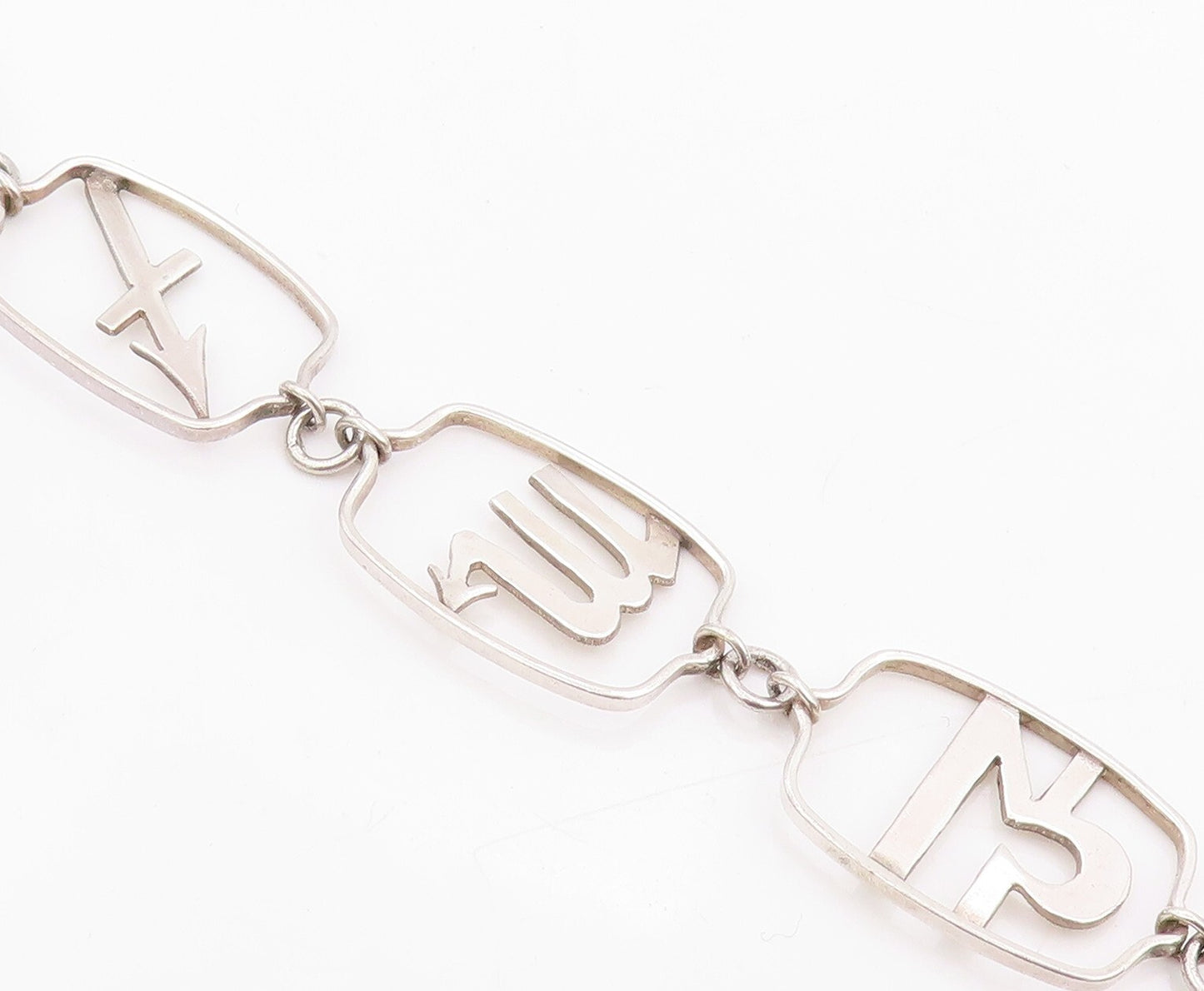 925 Sterling Silver Vintage Necklace ROGER NICHOLS Objects Cutout Chain NE4445
