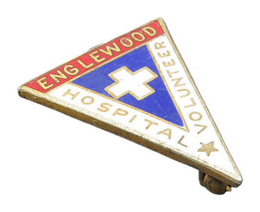 925 Sterling Silver  Vintage Englewood Hospital Volunteer Brooch Pin  BP4199