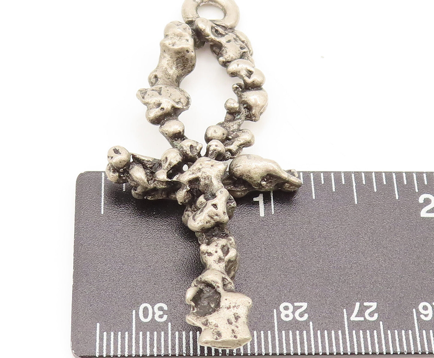 925 Sterling Silver  Vintage Brutalist Solid Celtic Cross Pendant  PT22295