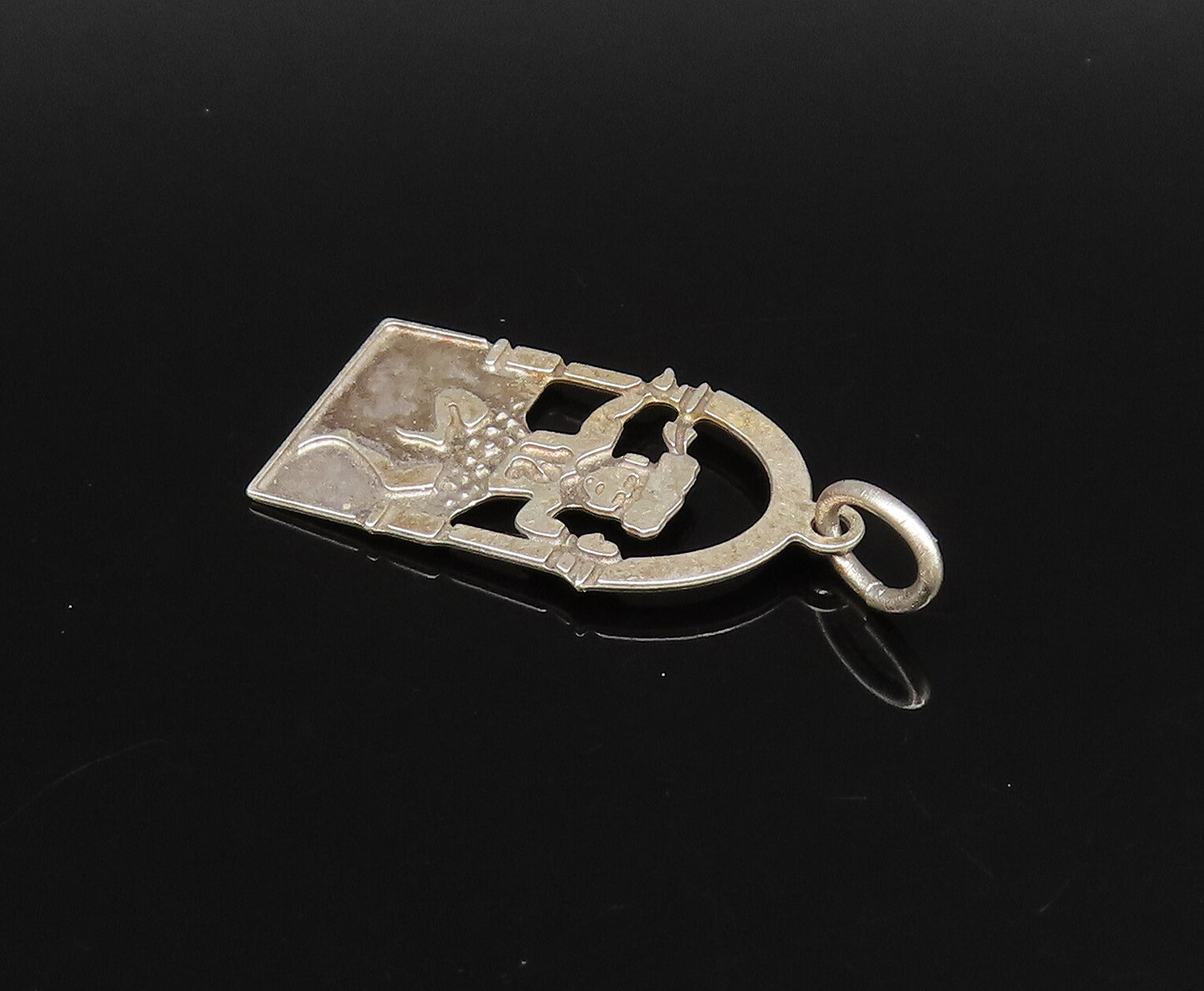925 Sterling Silver  Vintage Carved Dancer With Number 12 Pendant  PT21741