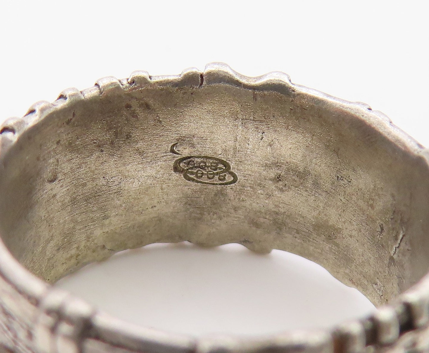 925 Sterling Silver Vintage Ring Textured Woven Statement Band  Sz 6  RG36406