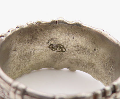 925 Sterling Silver Vintage Ring Textured Woven Statement Band  Sz 6  RG36406