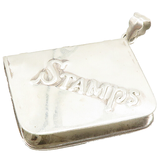 925 Sterling Silver  Vintage Shiny Embossed Stamp Book Drop Pendant  PT10200