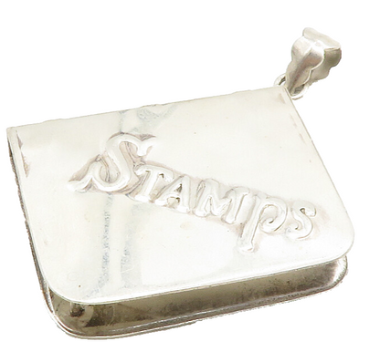 925 Sterling Silver  Vintage Shiny Embossed Stamp Book Drop Pendant  PT10200