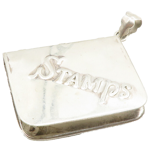 925 Sterling Silver  Vintage Shiny Embossed Stamp Book Drop Pendant  PT10200