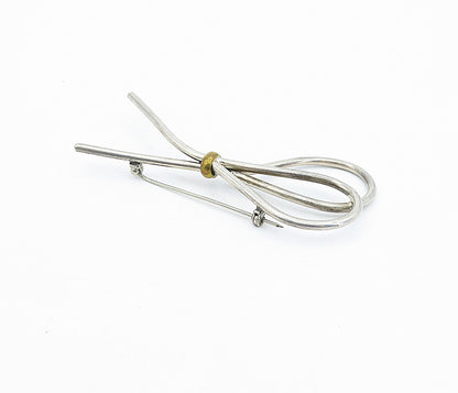 925 Sterling Silver  Vintage Two Tone Tied Loop Design Brooch Pin  BP1267