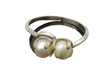 ESPO 925 Sterling Silver  Vintage Freshwater Pearls Band Ring Sz 8.5  RG21690