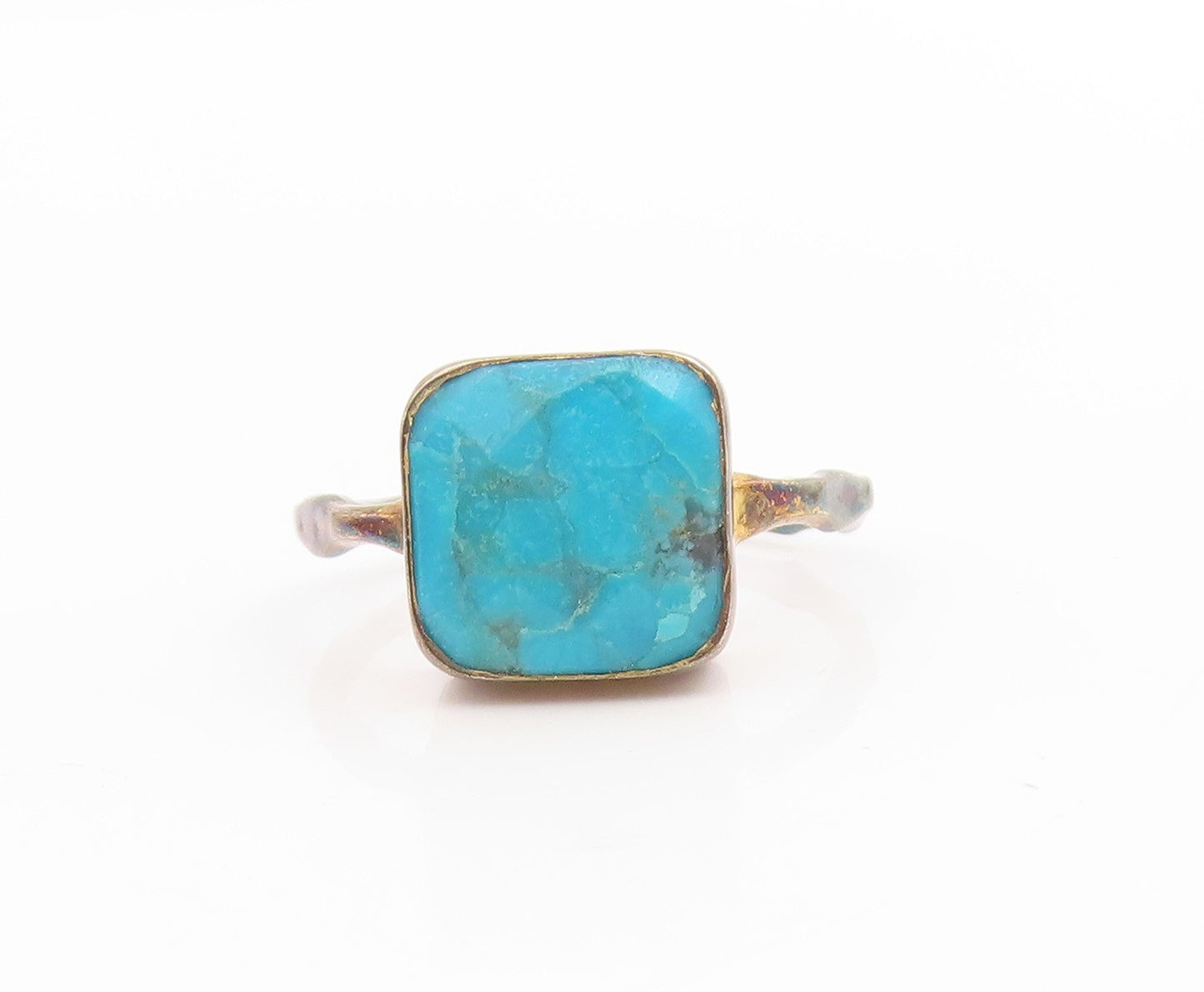 925 Sterling Silver Vintage Ring Blue Turquoise Solitaire Band  Sz 6.5  RG34030