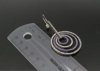 925 Sterling Silver  Vintage Topaz & Tanzanite Graduated Drop Earrings EG10840