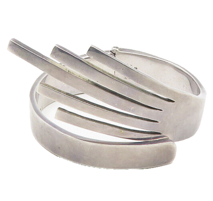MEXICO 925 Sterling Silver  Vintage Modernist Bypass Cuff Bracelet  BT7455
