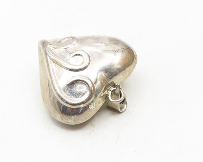 TAXCO 925 Sterling Silver  Vintage Swirl Puffy Love Heart Pendant  PT7534