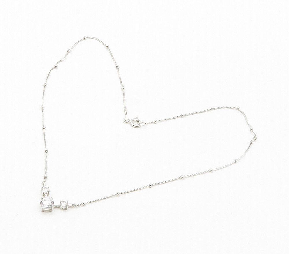 ROSS SIMON 925 Silver  Sparkling Cubic Zirconia Thin Chain Necklace  NE2502