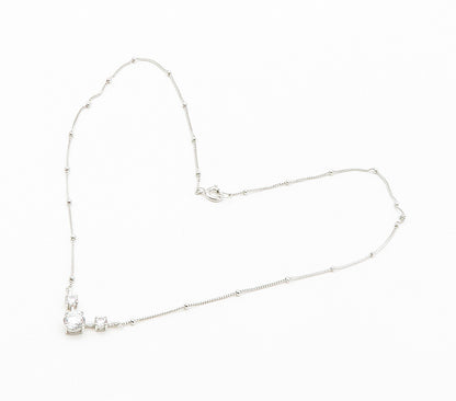 ROSS SIMON 925 Silver  Sparkling Cubic Zirconia Thin Chain Necklace  NE2502