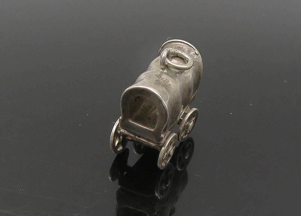 925 Sterling Silver  Vintage Petite Old Fashioned Carriage Pendant  PT17690