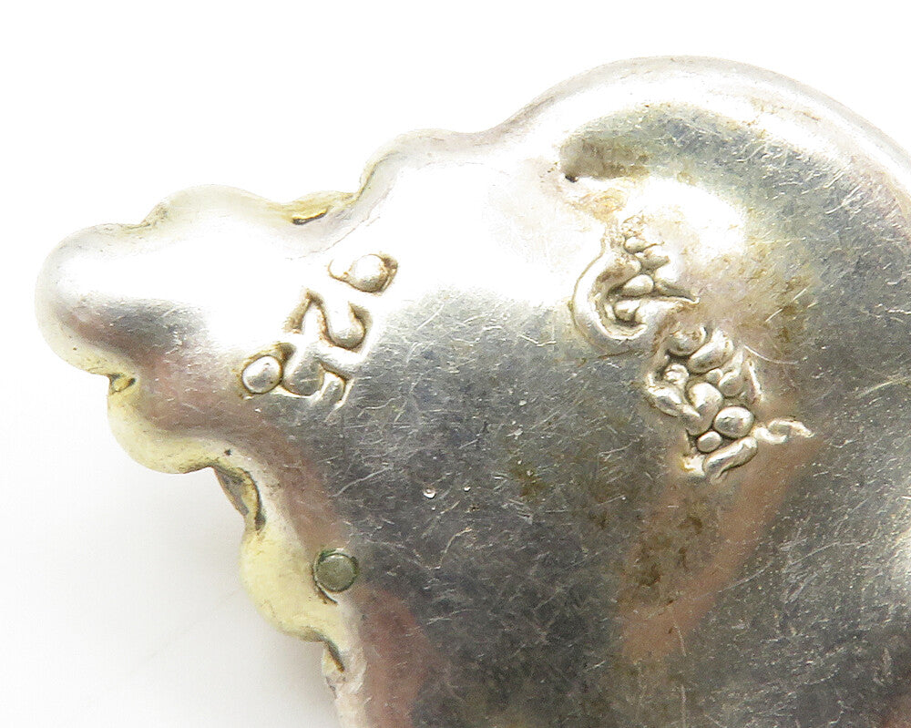 BAT AMI 925 Silver  Vintage Cabochon Amber Sculpted Bubble Pendant  PT10990
