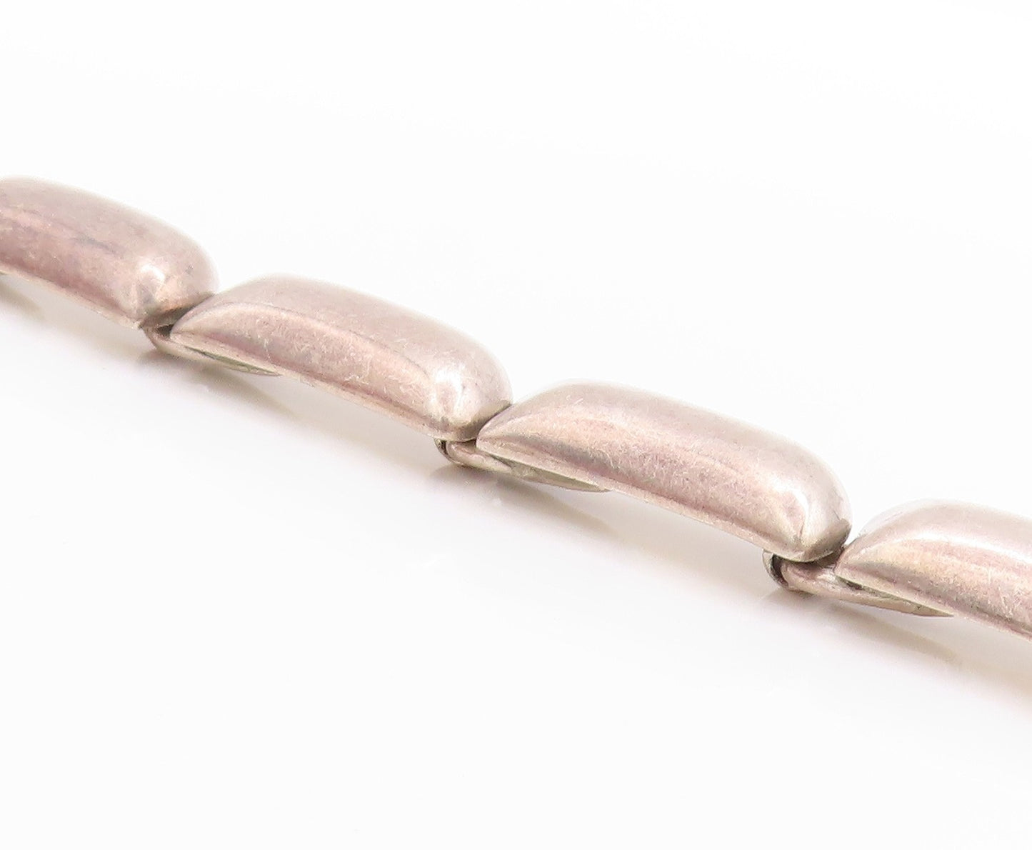 925 Sterling Silver Vintage Bracelet MEXICO Rectangular Pebble Beaded  BT11363
