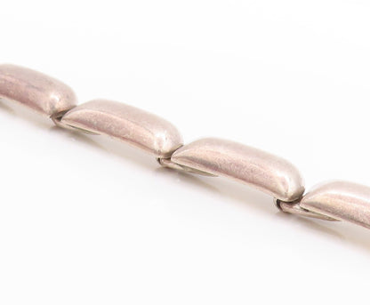 925 Sterling Silver Vintage Bracelet MEXICO Rectangular Pebble Beaded  BT11363
