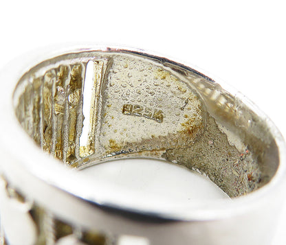 925 Sterling Silver Love Hearts Twist Design Shiny Band Ring Sz 8 RG4115