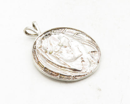 925 Sterling Silver  Vintage Shiny Gladiator Face Profile Pendant  PT7888