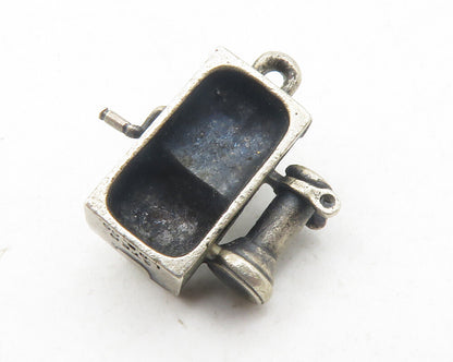 925 Sterling Silver  Vintage Dark Tone Old Fashioned Telephone Pendant  PT9634