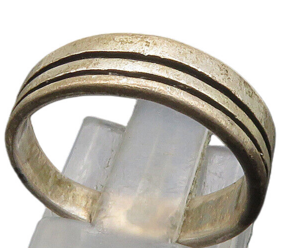 925 Sterling Silver  Vintage Ribbed Minimalist Round Band Ring Sz 6.5  RG21701