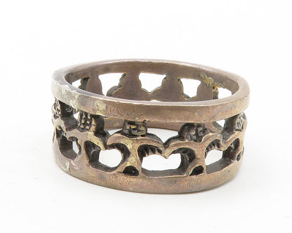 925 Sterling Silver  Vintage Holding Hands Unity Band Ring Sz 12  RG12629