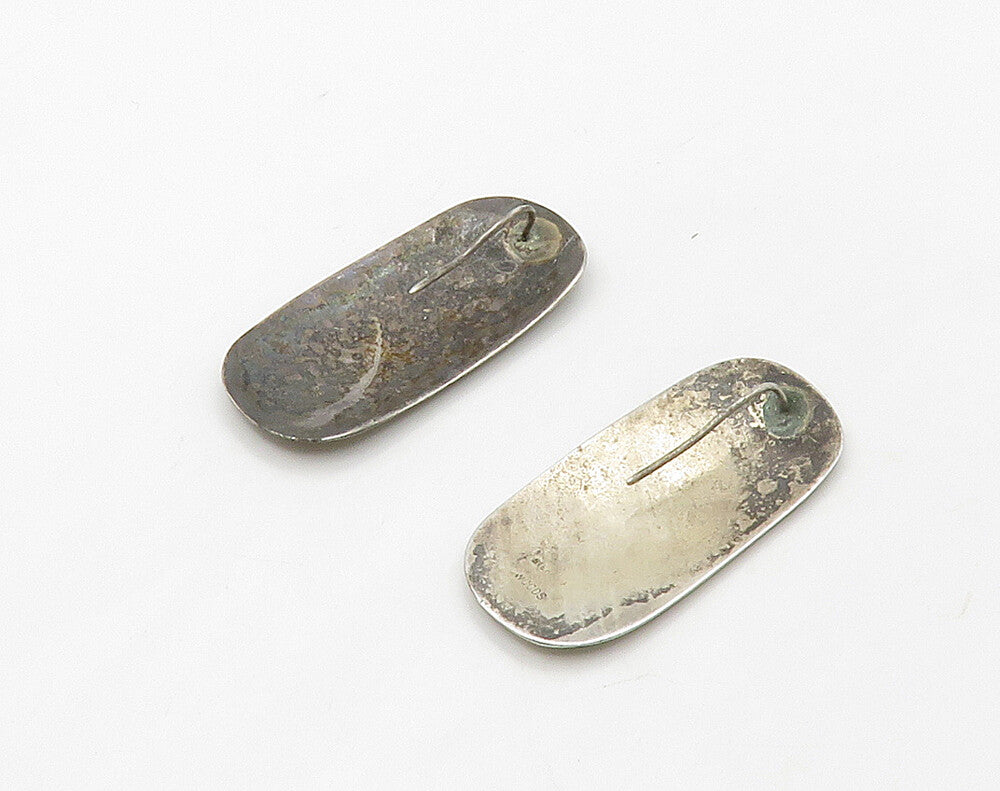 WOODS 925 Sterling Silver Vintage Etched Detail Dark Tone Drop Earrings EG8312
