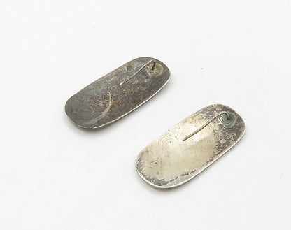 WOODS 925 Sterling Silver Vintage Etched Detail Dark Tone Drop Earrings EG8312