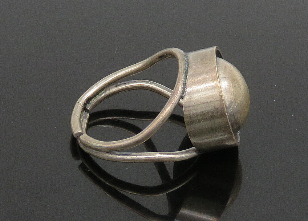 BEAU 925 Silver  Vintage Dark Tone Shiny Dome Split Band Ring Sz 5  RG23463