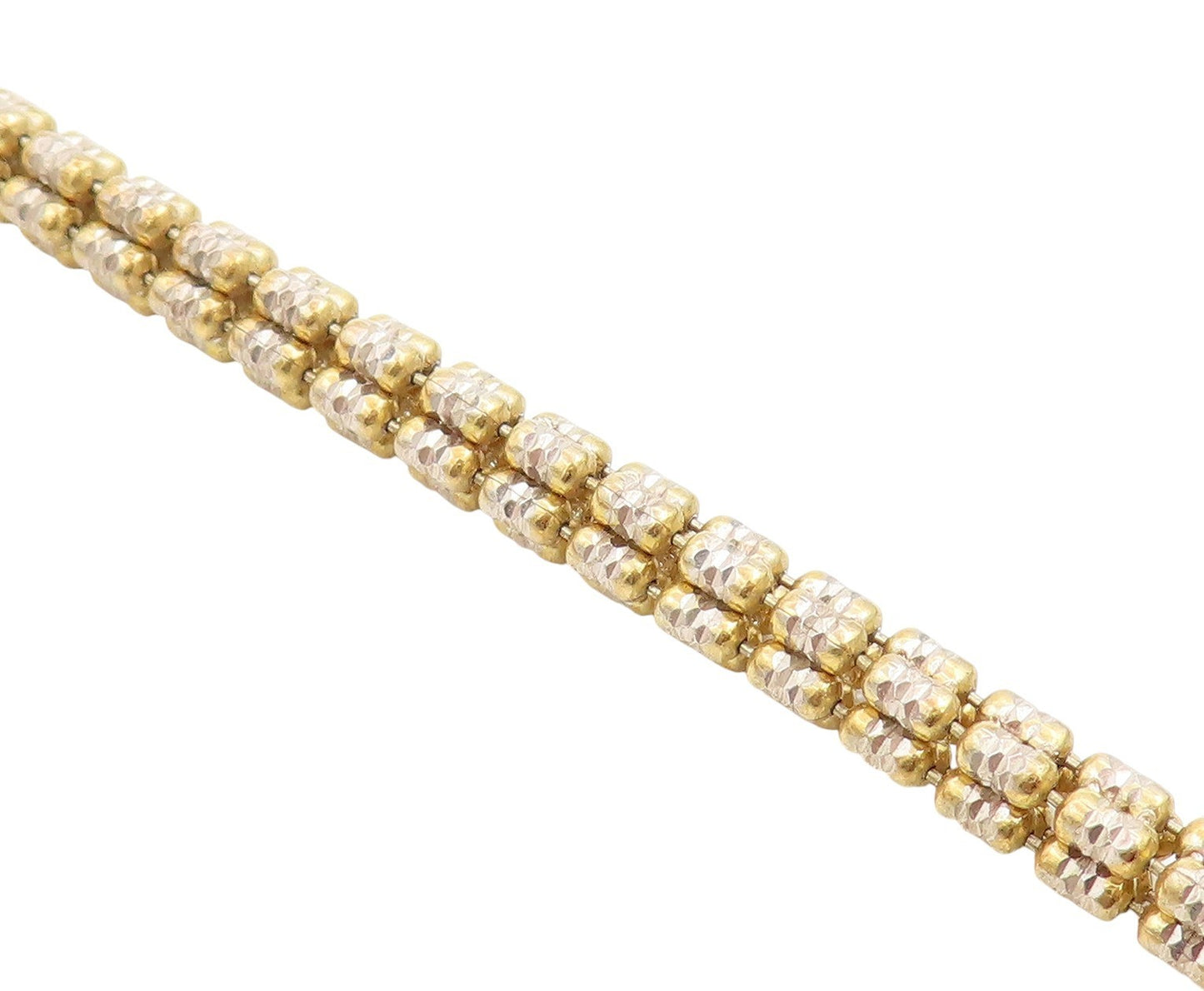 925 Sterling Silver Vintage Bracelet Two Tone Weave Link Design Chain  BT11455
