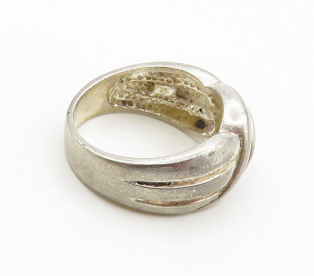 925 Sterling Silver  Vintage Dark Tone Shiny Smooth Band Ring Sz 6  RG15561