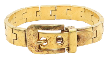 925 Sterling Silver Vintage Bracelet Gold Plated PAT AREIAS Buckle Link  BT11594
