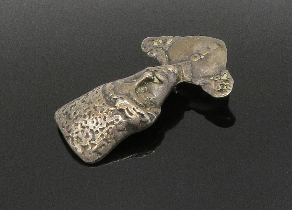925 Sterling Silver  Vintage Antique Dark Tone Man With Hat Brooch Pin  BP7875