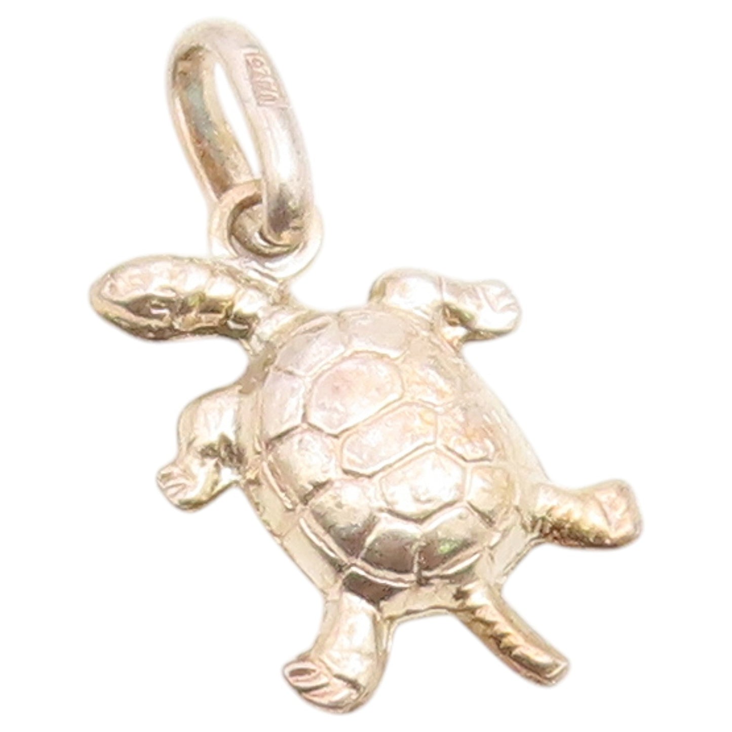925 Sterling Silver Vintage Pendant Minimalist Etched Sea Turtle Charm  PT26501