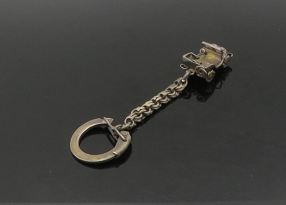 MEXICO 925 Sterling Silver  Vintage Dark Tone Car Key Chain (SPINS)  TR3033