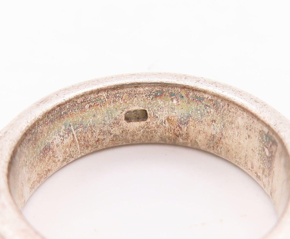 925 Sterling Silver Vintage Ring Minimalist Solid Carved 'x'   Sz 5.5  RG29097