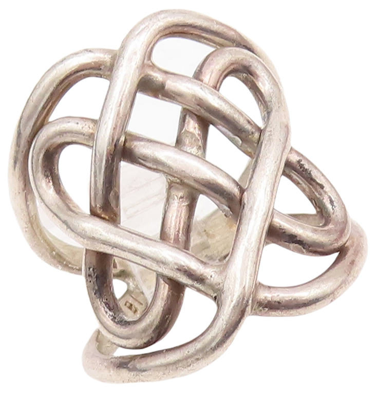 925 Sterling Silver Vintage Ring Solid Cutout Trellis Celtic Knot  Sz 8  RG28600