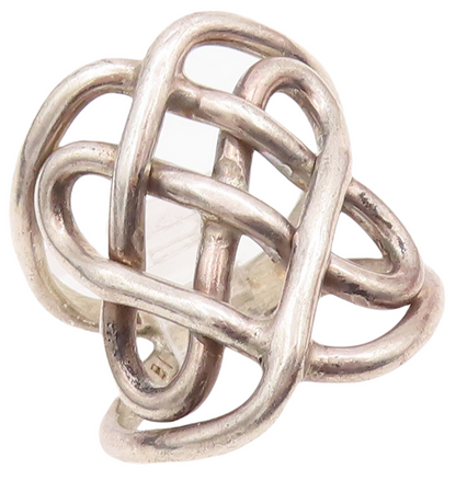 925 Sterling Silver Vintage Ring Solid Cutout Trellis Celtic Knot  Sz 8  RG28600