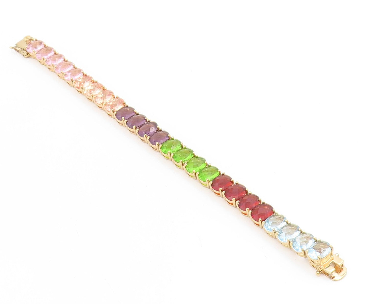 925 Sterling Silver Vintage Bracelet Gold Plated DAVID SIGAL Gemstone  BT11732