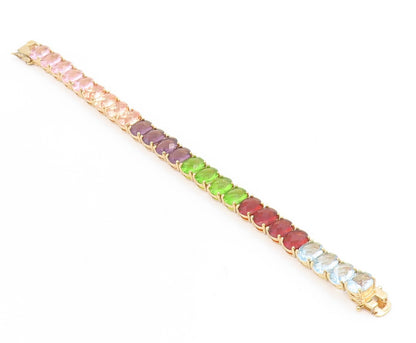 925 Sterling Silver Vintage Bracelet Gold Plated DAVID SIGAL Gemstone  BT11732