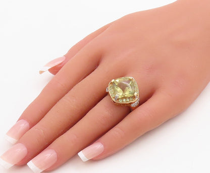 925 Sterling Silver Vintage Ring Gold Plated Peridot & Topaz  Sz 7  RG30963