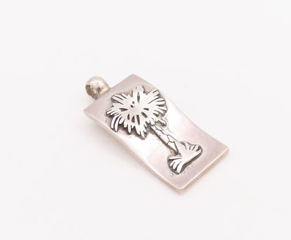 925 Sterling Silver Vintage Pendant Solid Coconut Tree Carved  PT23377