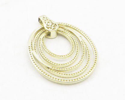 925 Sterling Silver  Topaz Shiny Gold Plated Graduated Ovals Pendant  PT9675