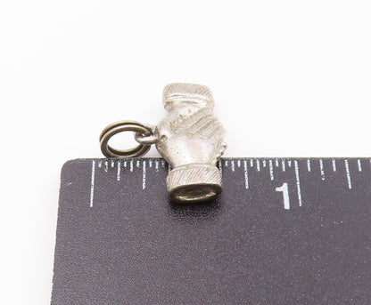 925 Sterling Silver  Vintage Shiny Petite Handshake Motif Pendant  PT18884